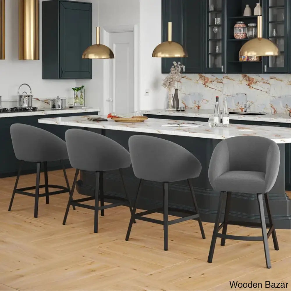 Bouclen Swivel Upholstered 27.1’’ Modern Counter And Bar Stool (Set Of 2)