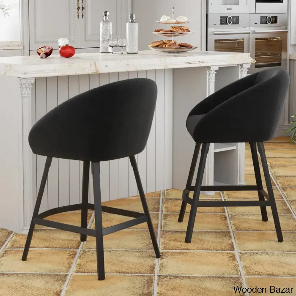 Bouclen Swivel Upholstered 27.1’’ Modern Counter And Bar Stool (Set Of 2)