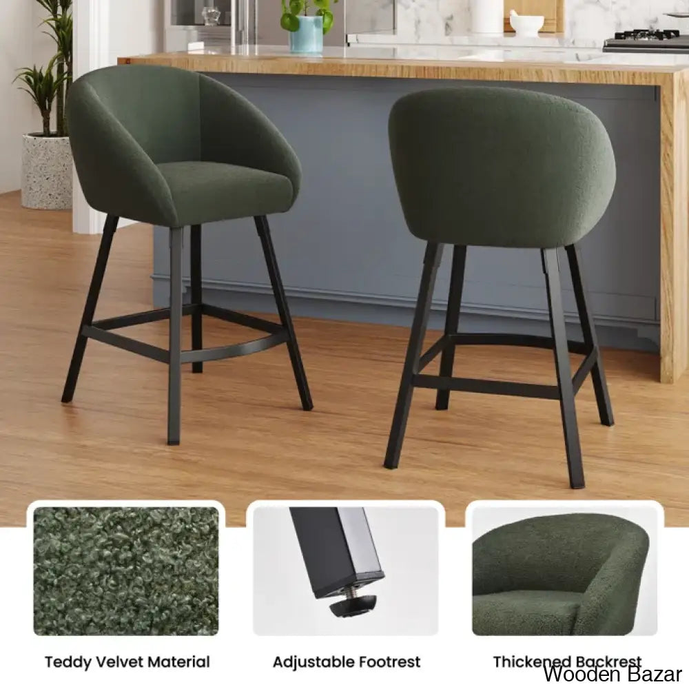 Bouclen Swivel Upholstered 27.1’’ Modern Counter And Bar Stool (Set Of 2)