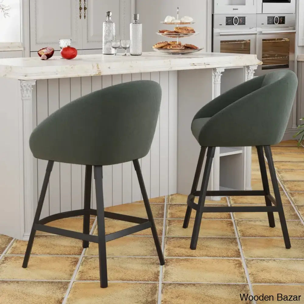 Bouclen Swivel Upholstered 27.1’’ Modern Counter And Bar Stool (Set Of 2)