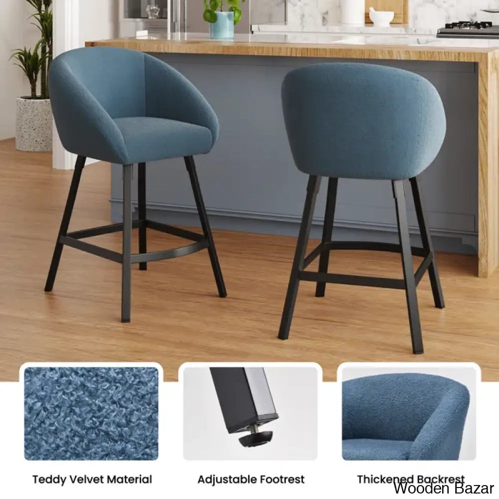 Bouclen Swivel Upholstered 27.1’’ Modern Counter And Bar Stool (Set Of 2)