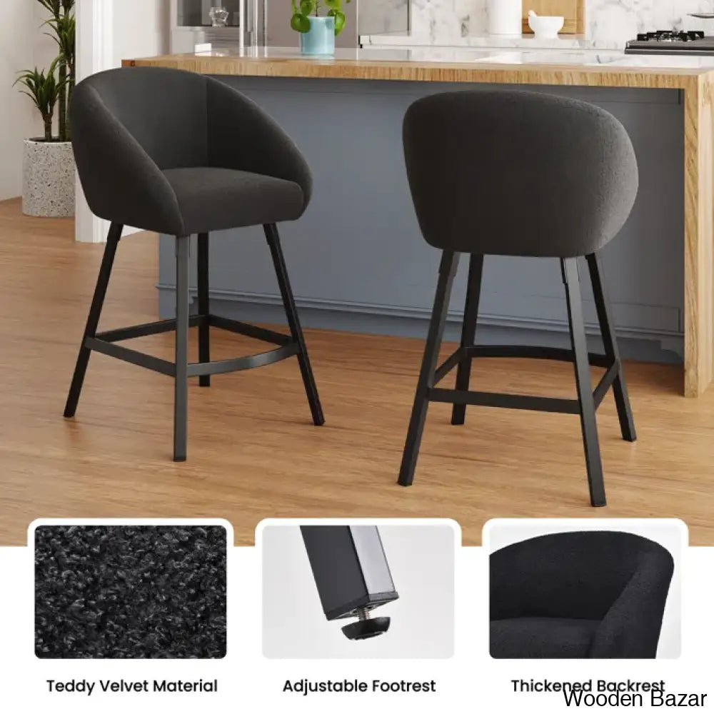 Bouclen Swivel Upholstered 27.1’’ Modern Counter And Bar Stool (Set Of 2)