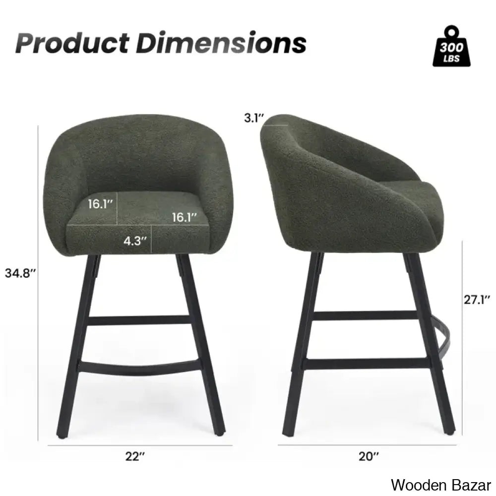 Bouclen Swivel Upholstered 27.1’’ Modern Counter And Bar Stool (Set Of 2)