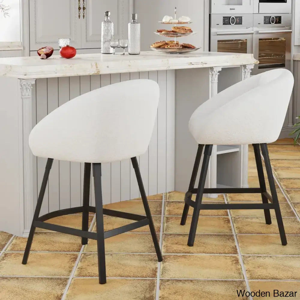 Bouclen Swivel Upholstered 27.1’’ Modern Counter And Bar Stool (Set Of 2)