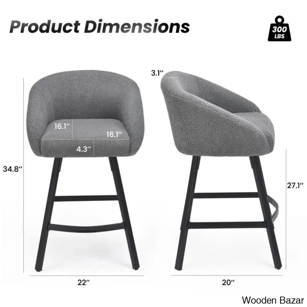 Bouclen Swivel Upholstered 27.1’’ Modern Counter And Bar Stool (Set Of 2)