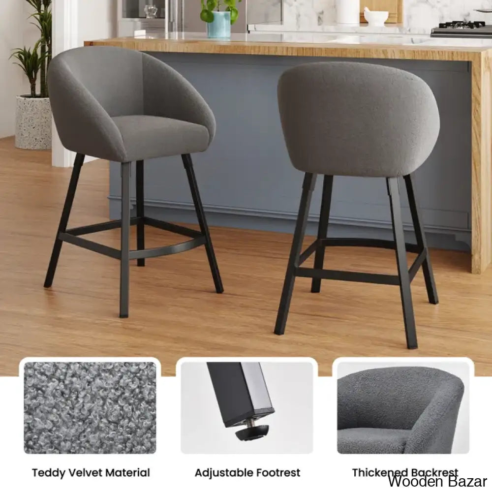 Bouclen Swivel Upholstered 27.1’’ Modern Counter And Bar Stool (Set Of 2)