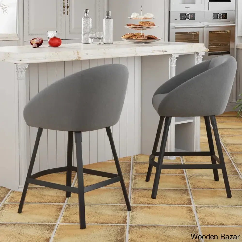 Bouclen Swivel Upholstered 27.1’’ Modern Counter And Bar Stool (Set Of 2)