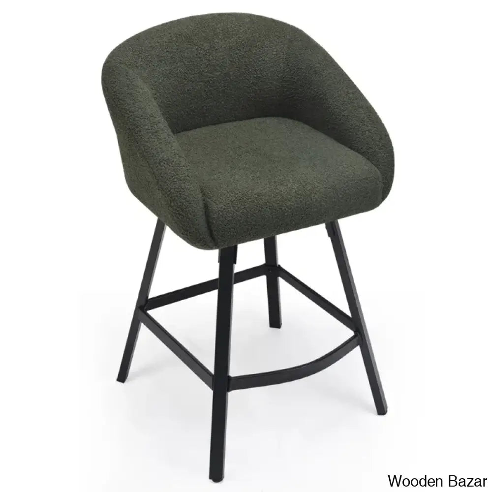 Bouclen Swivel Upholstered 27.1’’ Modern Counter And Bar Stool (Set Of 2)