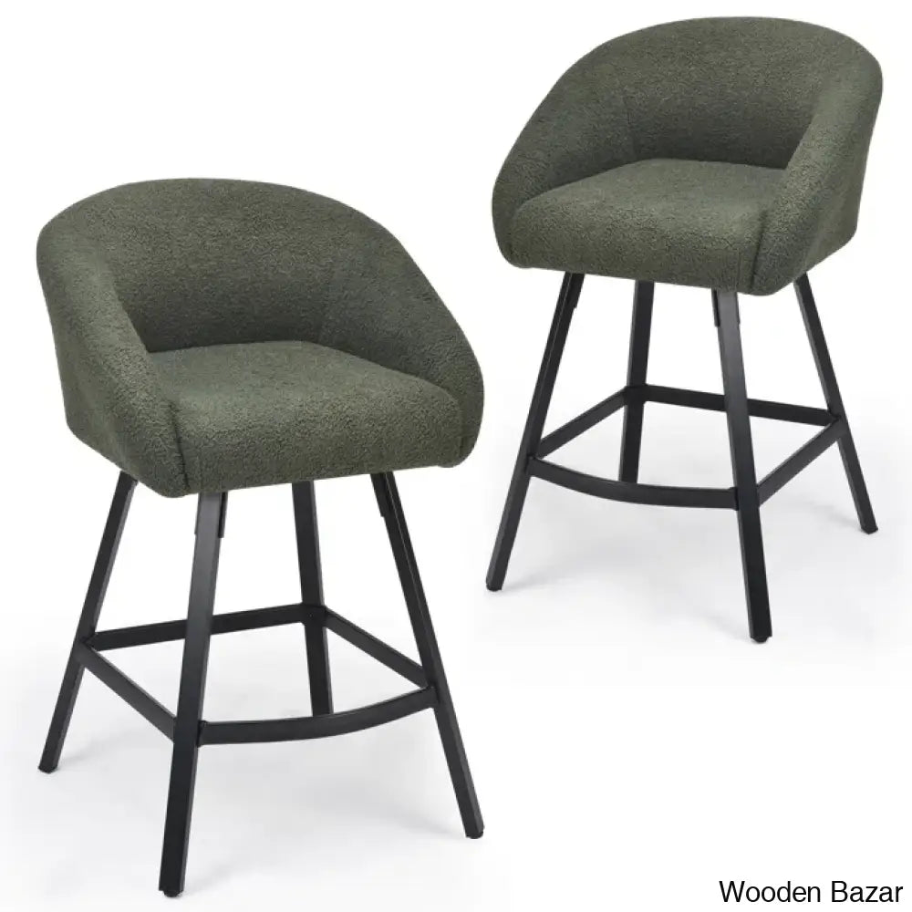 Bouclen Swivel Upholstered 27.1’’ Modern Counter And Bar Stool (Set Of 2)