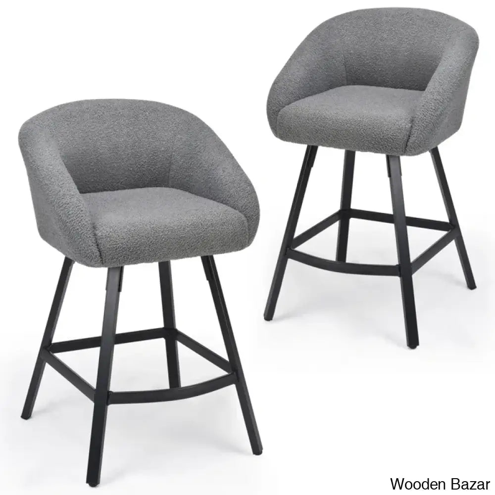 Bouclen Swivel Upholstered 27.1’’ Modern Counter And Bar Stool (Set Of 2)