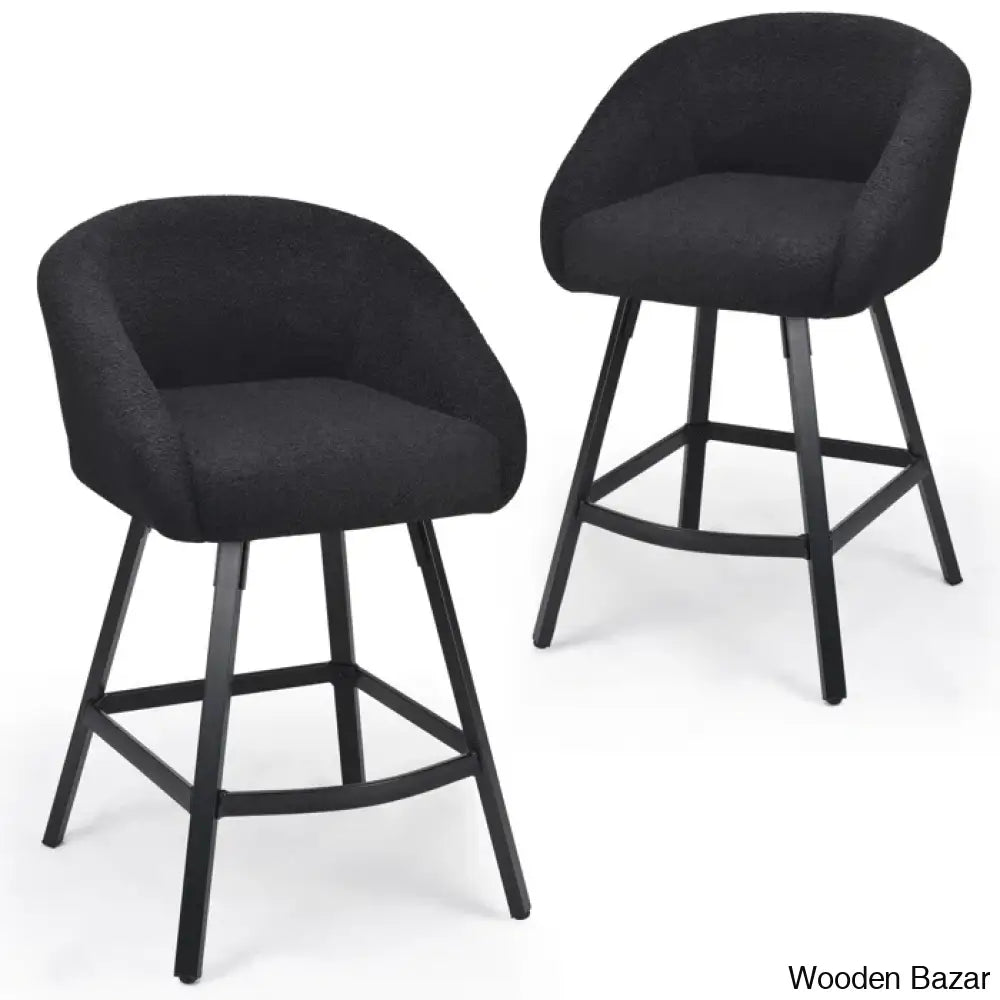 Bouclen Swivel Upholstered 27.1’’ Modern Counter And Bar Stool (Set Of 2)