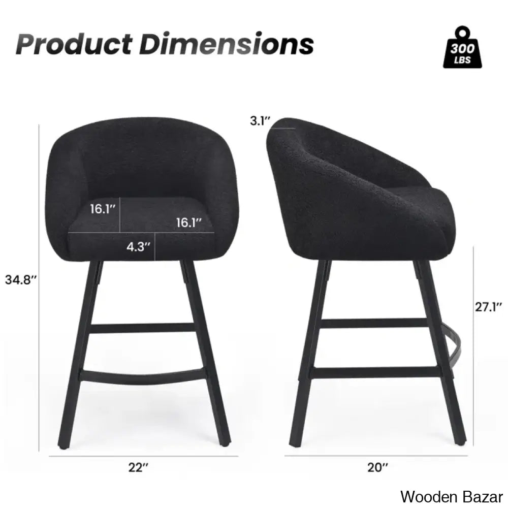 Bouclen Swivel Upholstered 27.1’’ Modern Counter And Bar Stool (Set Of 2)