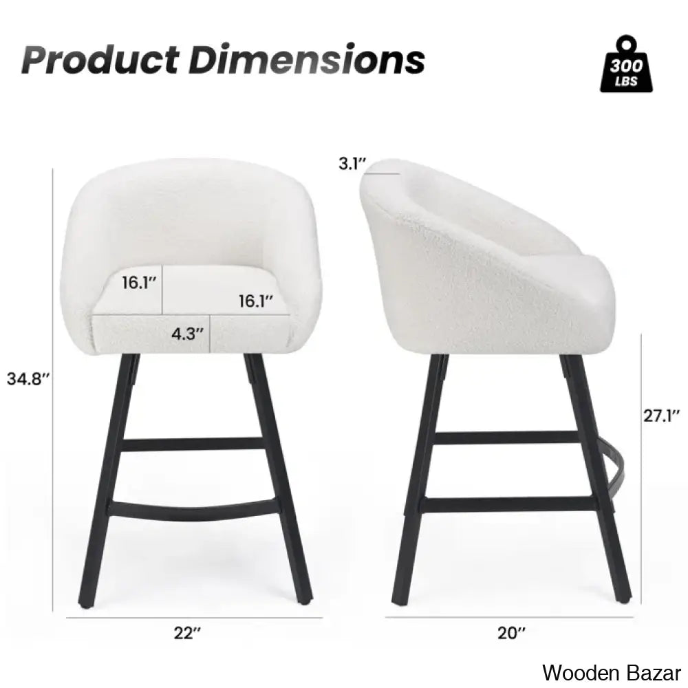 Bouclen Swivel Upholstered 27.1’’ Modern Counter And Bar Stool (Set Of 2)