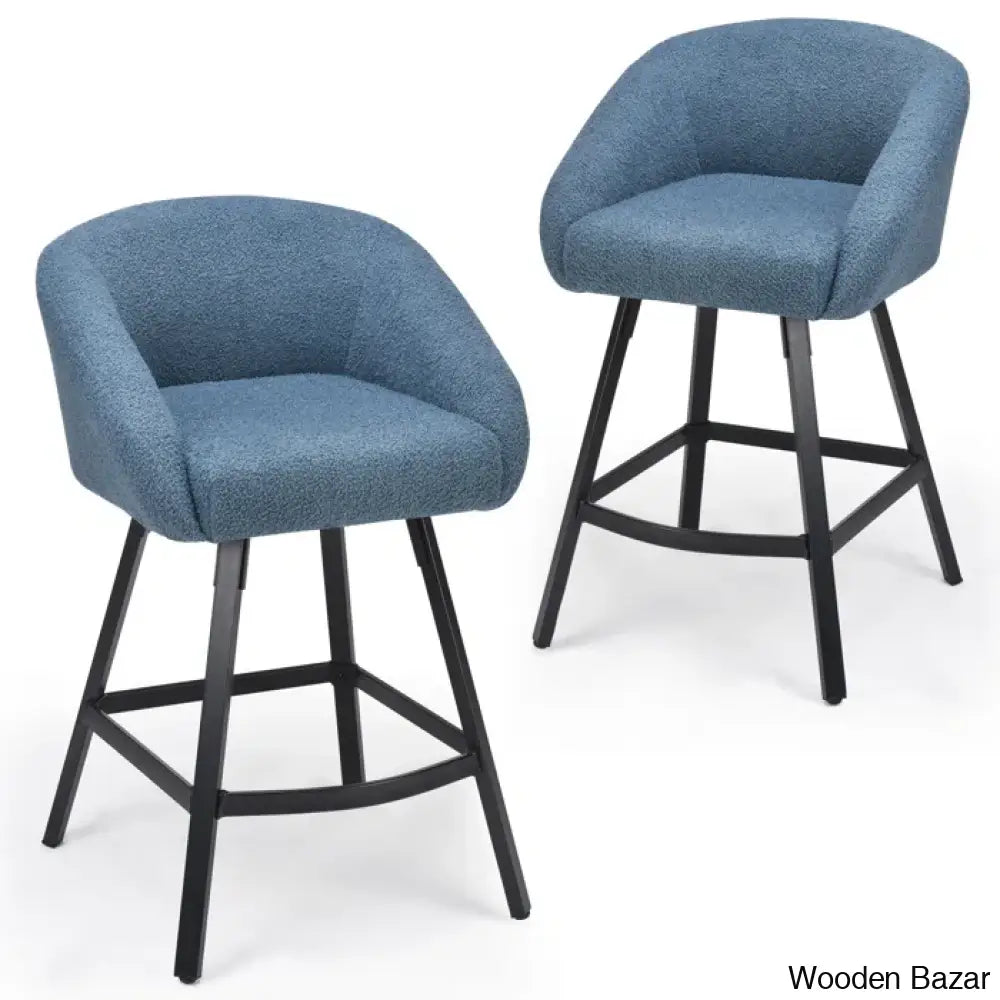 Bouclen Swivel Upholstered 27.1’’ Modern Counter And Bar Stool (Set Of 2)