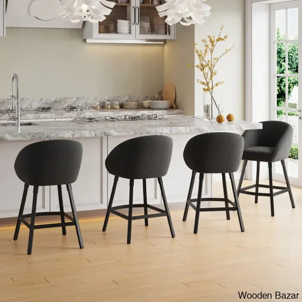 Bouclen Swivel Upholstered 27.1’’ Modern Counter And Bar Stool (Set Of 2)