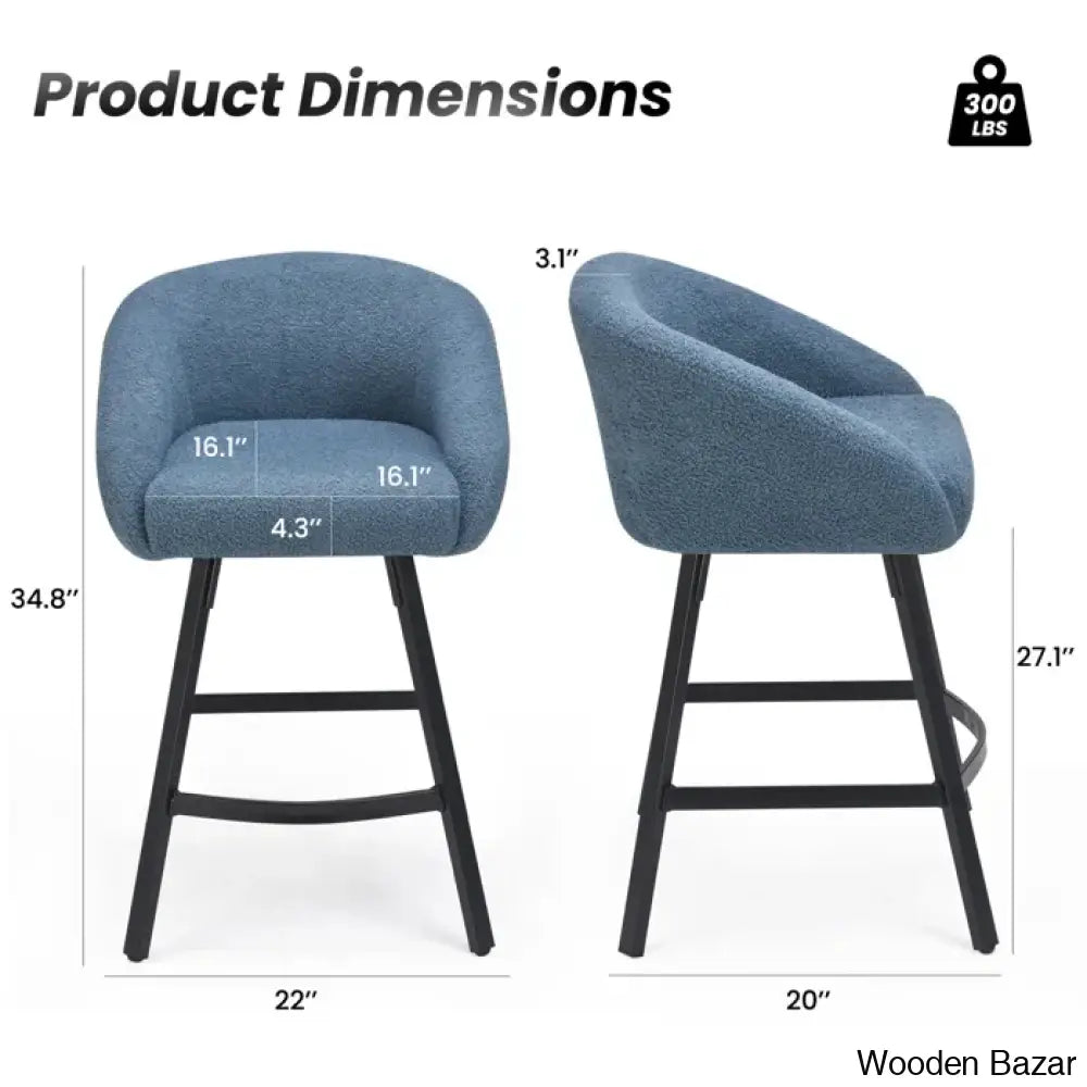 Bouclen Swivel Upholstered 27.1’’ Modern Counter And Bar Stool (Set Of 2)