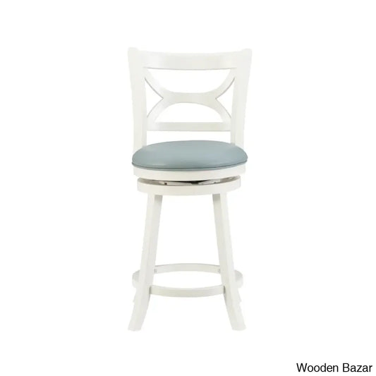 Bouleyk Faux Leather Wood Swivel Bar & Counter Stool