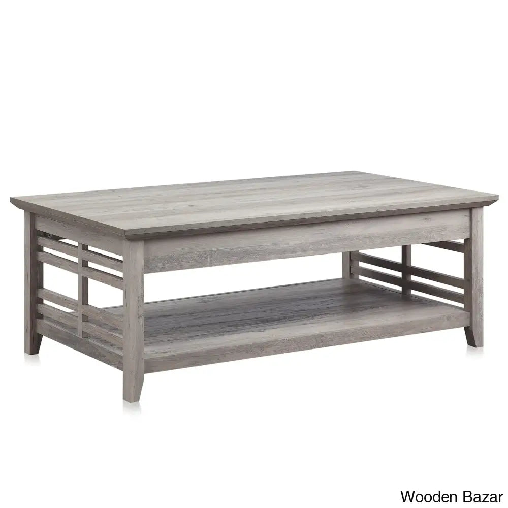 Bovadillas Floor Shelf Coffee And Center Table With Storage 47.72’’ L Gray Wash