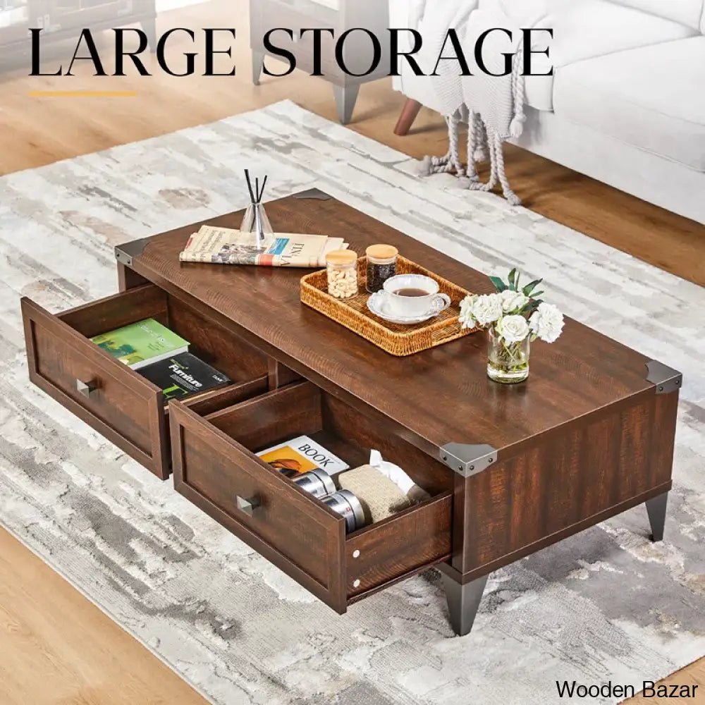 Bowrahy Coffee And Center Table With 2 Large Drawers