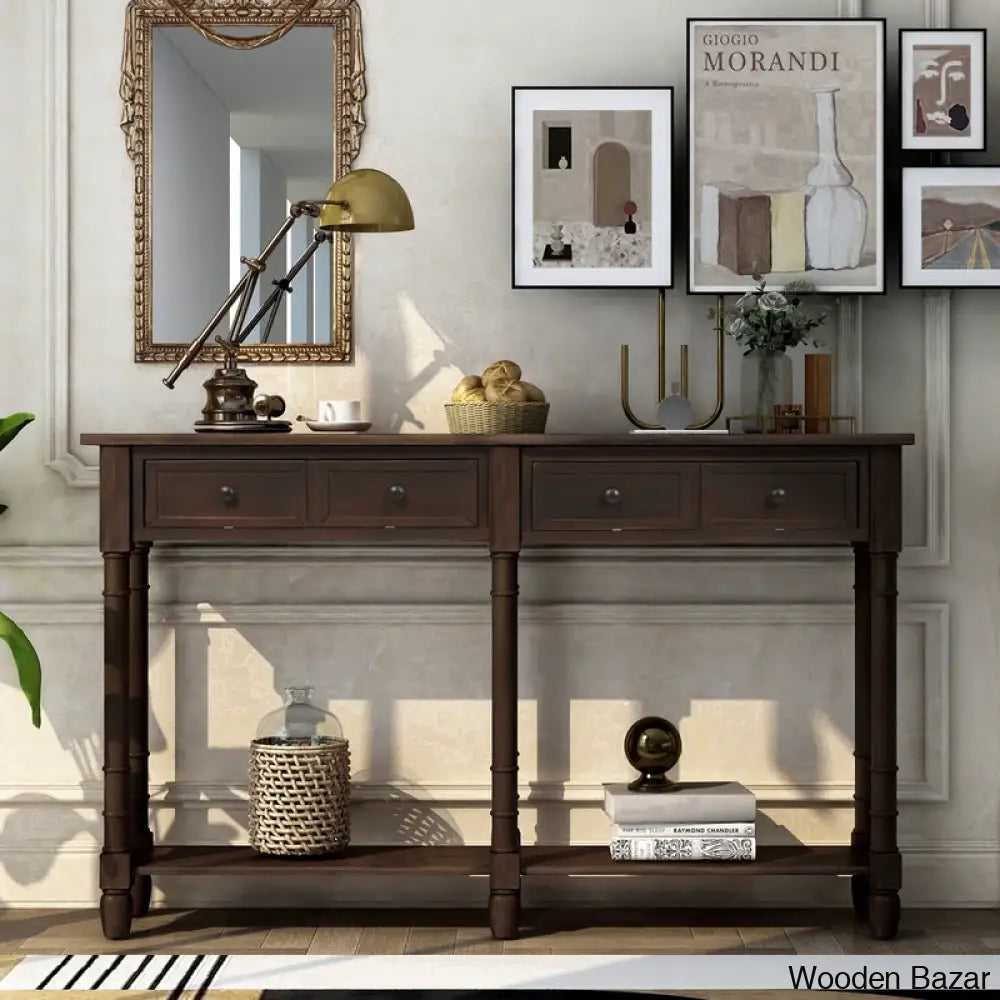 Small Wood Accent Table - Console Table