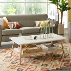 Brenton 4 Legs Coffee Table With Storage And Center Table Natural