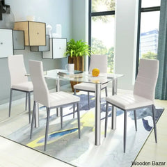 Breri New 4 Seater Glass Top Dining Set - Wooen Bazar