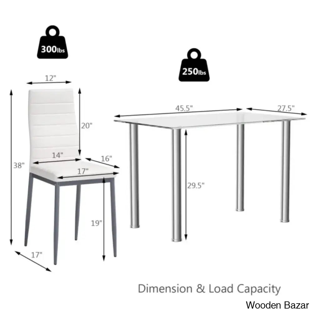 Breri New 4 Seater Glass Top Dining Set - Wooen Bazar