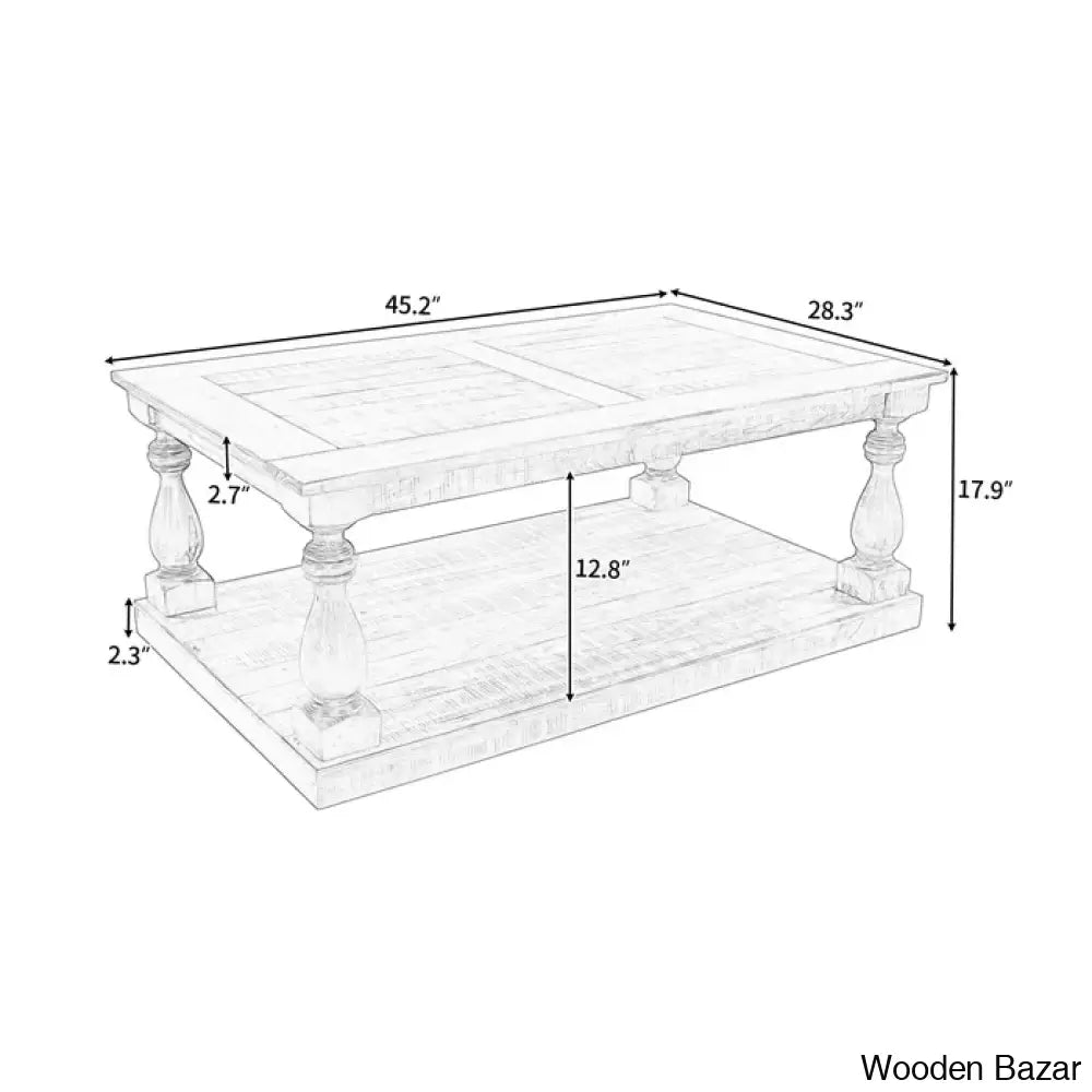 Brhiannan Solid Wood Elegant Coffee And Center Table