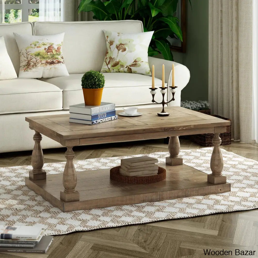 Brhiannan Solid Wood Elegant Coffee And Center Table