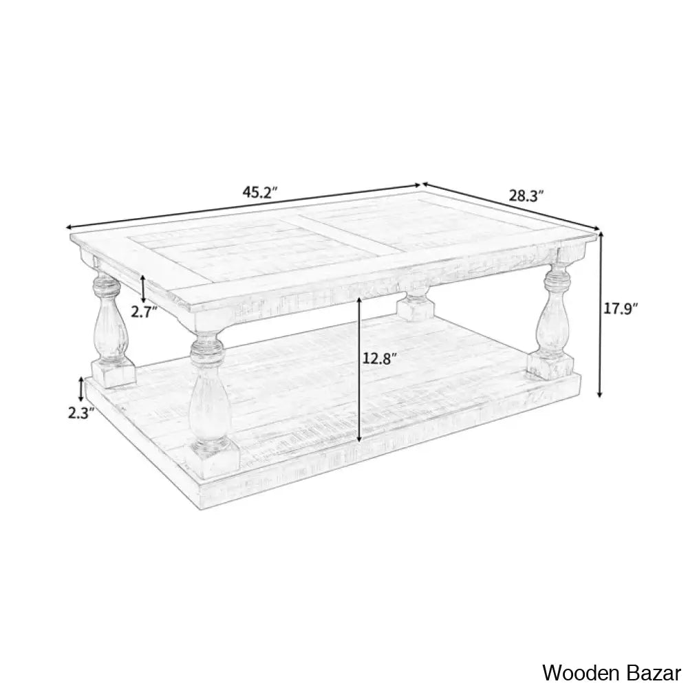 Brhiannan Solid Wood Elegant Coffee And Center Table