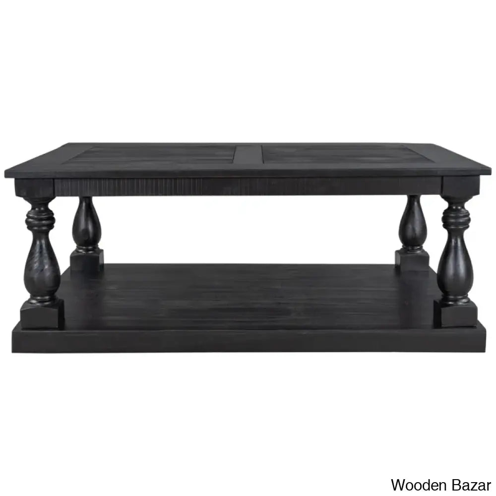 Brhiannan Solid Wood Elegant Coffee And Center Table Black