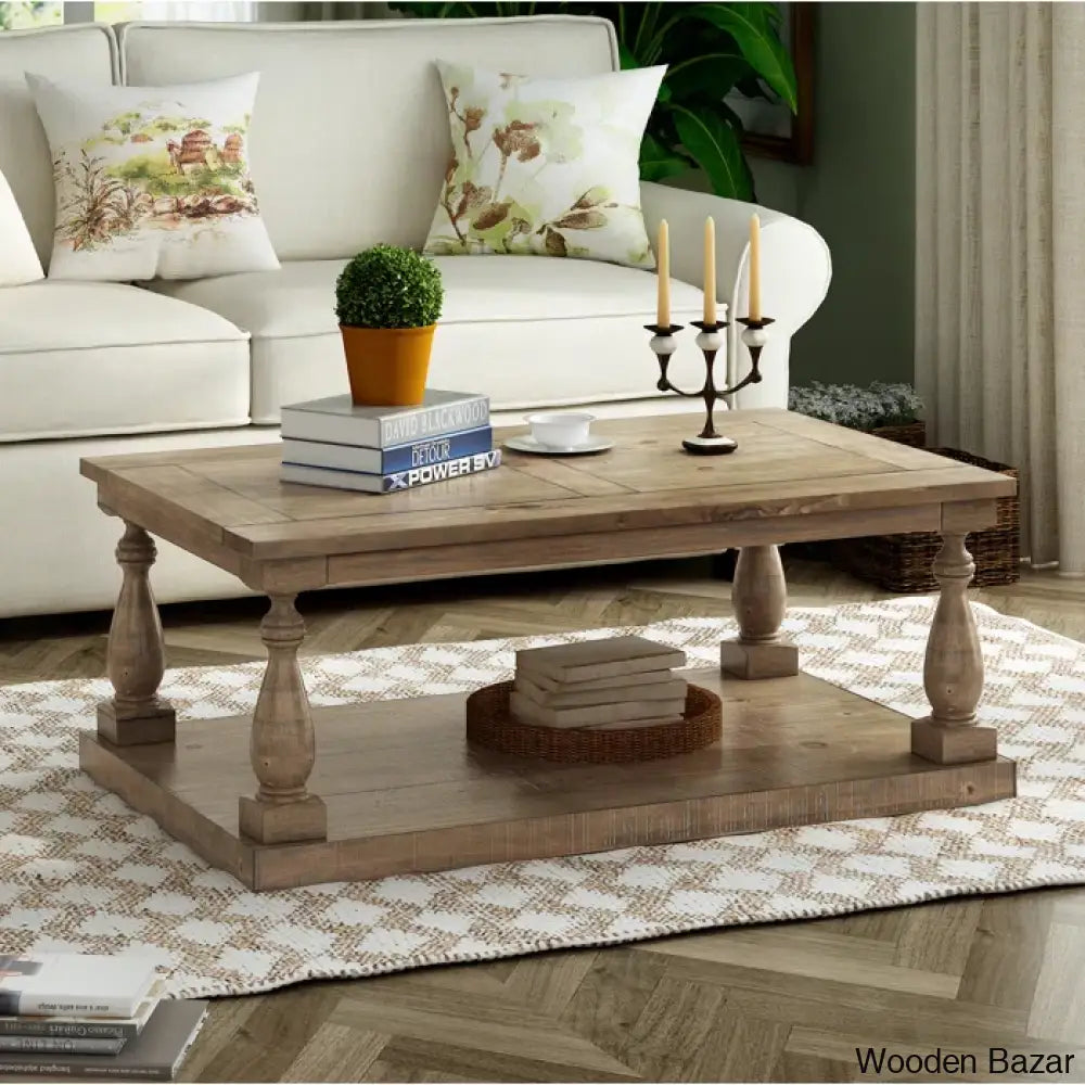 Brhiannan Solid Wood Elegant Coffee And Center Table Walnut