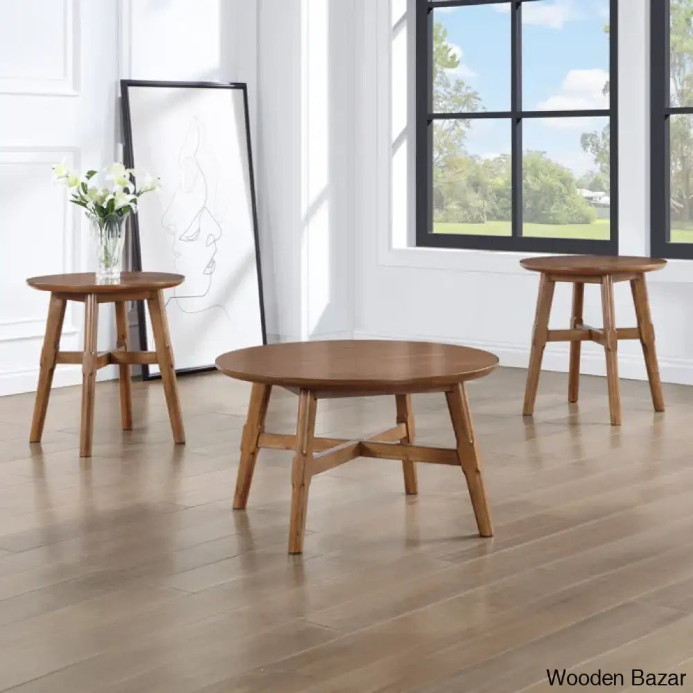 Briden 32’’ Round Solid Wood Coffee And Center Table