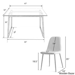 Bridle Latest 4 Seater Glass Top Trestle Dining Set - Wooden Bazar