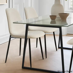 Bridle Latest 4 Seater Glass Top Trestle Dining Set - Wooden Bazar