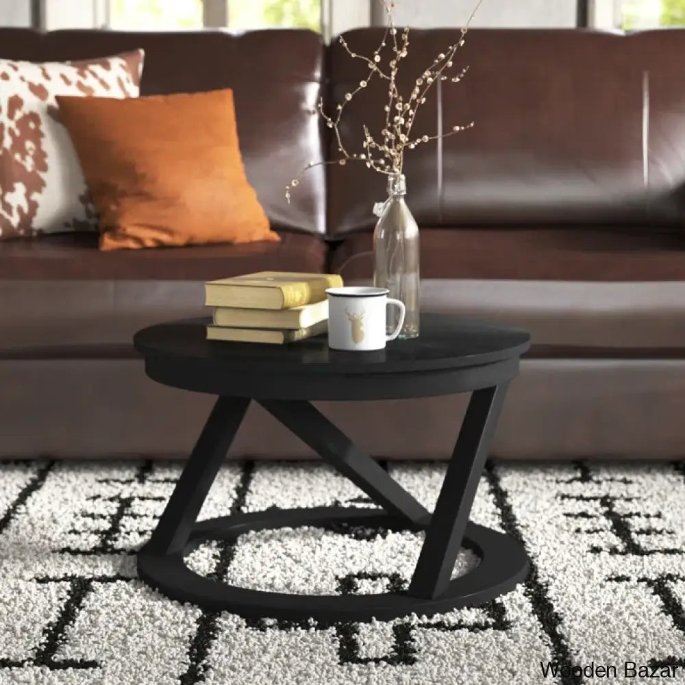 Brinson Solid Wood Trestle Coffee And Centertable Black