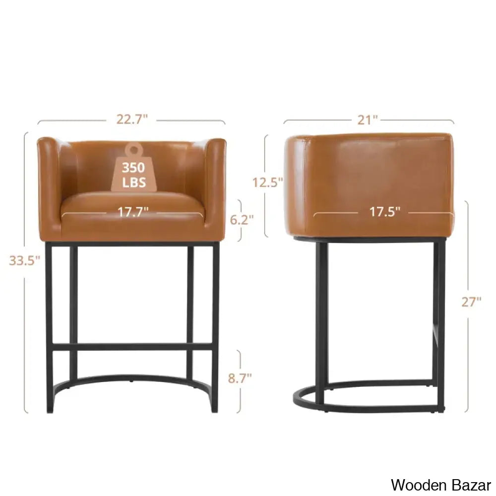 Brithx 27’’ Counter And Bar Stool With Metal Frame (Set Of 2)