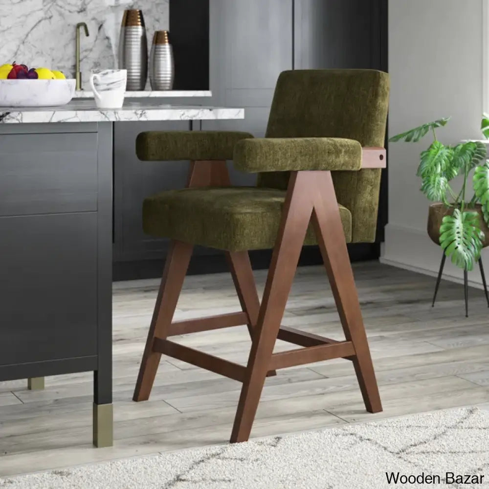 Brittniea Swivel Upholstered 25.5’’ Counter And Bar Stool With Solid Wood Frame