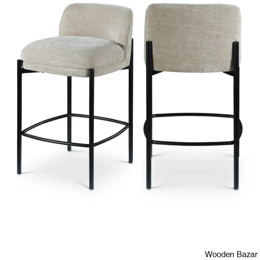 Brixeno Upholstered 26’’ Counter Stool With Metal Frame (Set Of 2) Beige