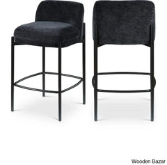 Brixeno Upholstered 26’’ Counter Stool With Metal Frame (Set Of 2) Black