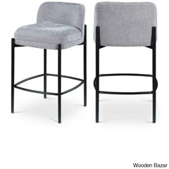 Brixeno Upholstered 26’’ Counter Stool With Metal Frame (Set Of 2) Gray