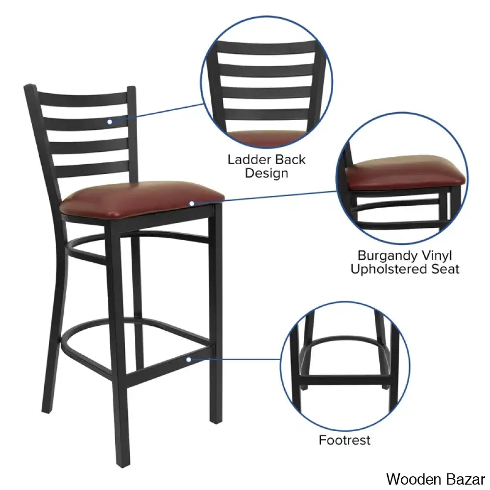 Brixtony Swivel Hercules Series Ladder Back Metal Restaurant Counter And Bar Stool By Flash