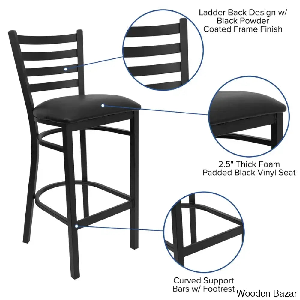 Brixtony Swivel Hercules Series Ladder Back Metal Restaurant Counter And Bar Stool By Flash