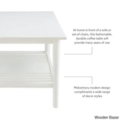 Brockly 47” Wood And Veneers Coffee Center Table With Decorative Shelf