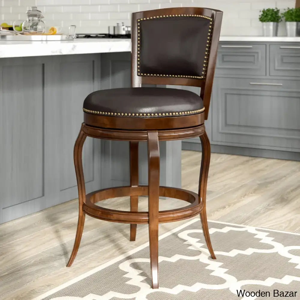 Brockways Swivel 29’’ Counter And Bar Stool Walnut / Black