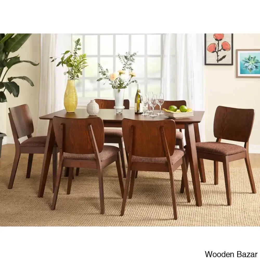 Bronson 4 & 6 Seater Wooden Dining Table Set - Bazar