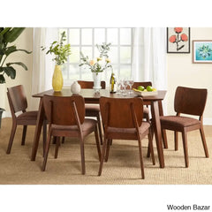 Bronson 4 & 6 Seater Wooden Dining Table Set - Bazar