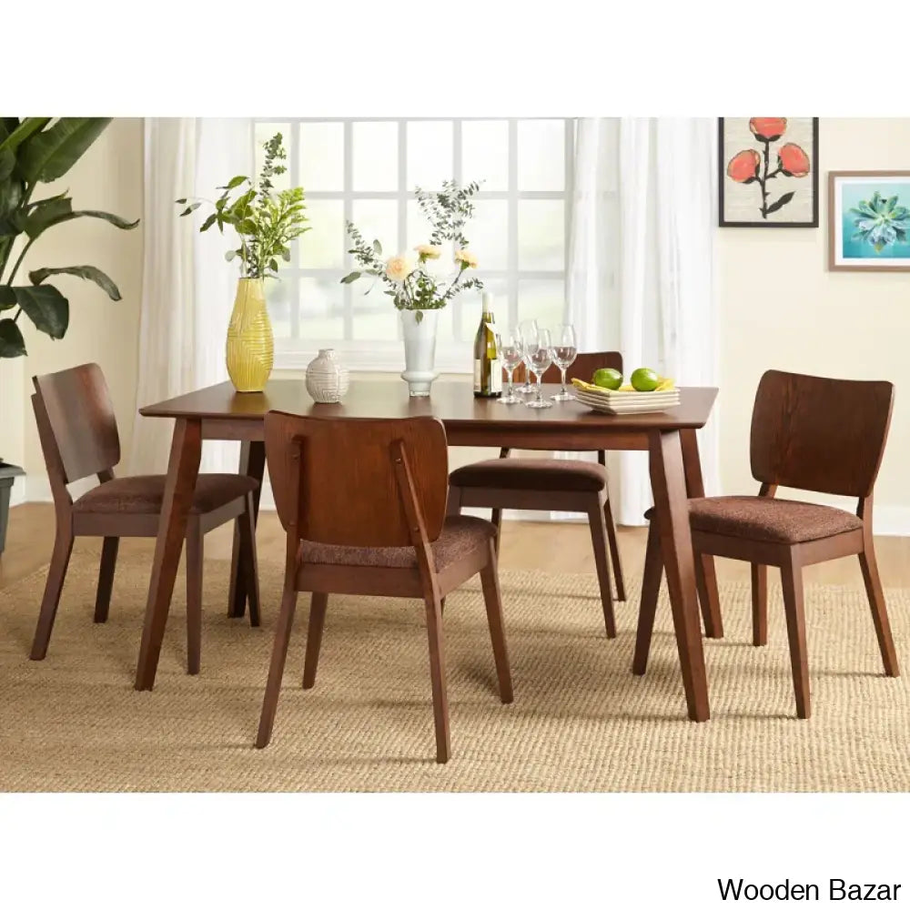 Bronson 4 & 6 Seater Wooden Dining Table Set - Bazar