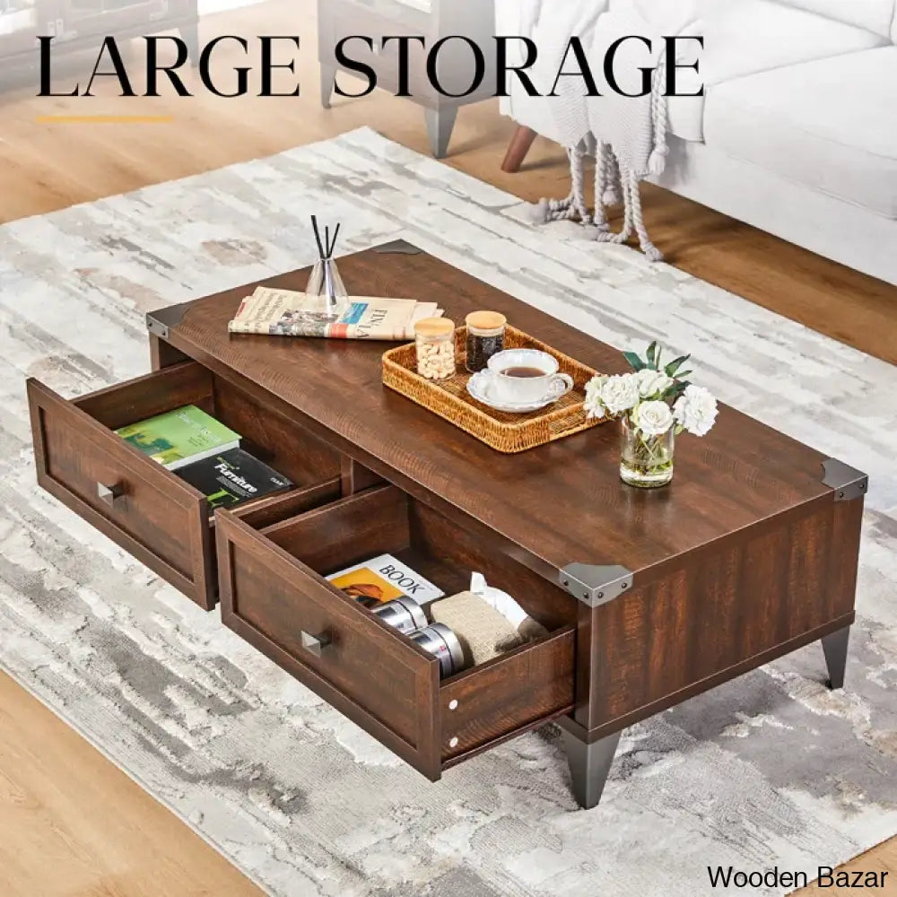 Browrah Coffee And Center Table With 2 Large Drawers