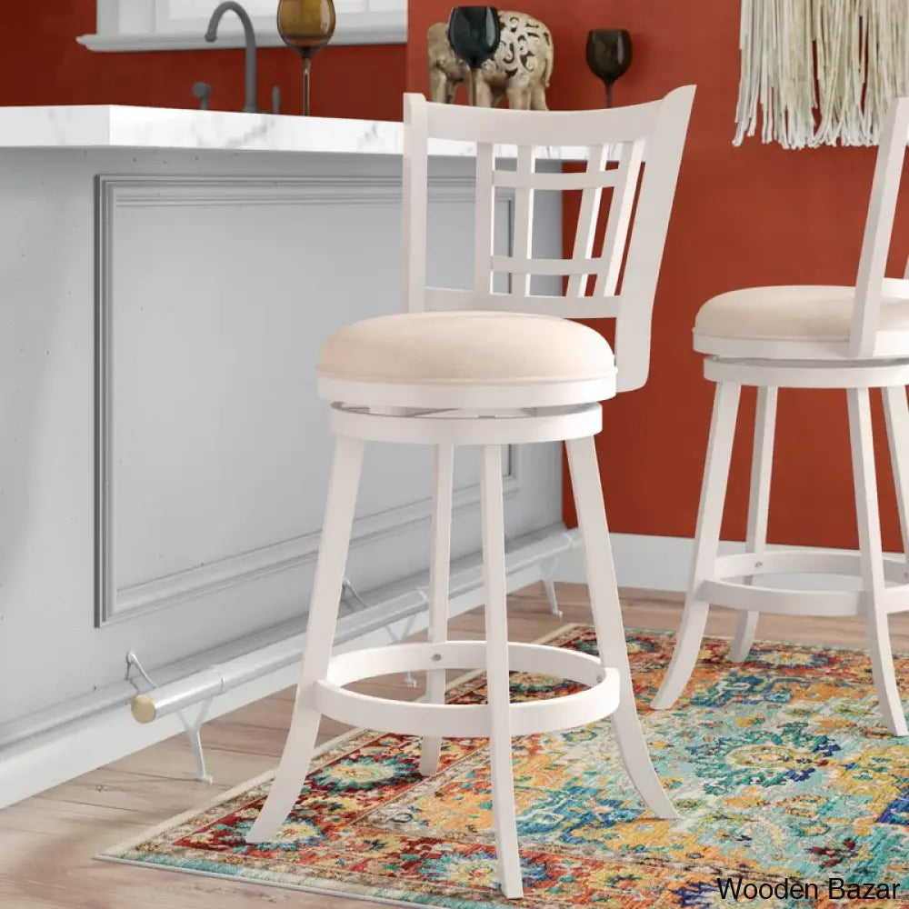 Bruningz Swivel Upholstered Counter And Bar Stool White / Bar (30’’ Seat Height)